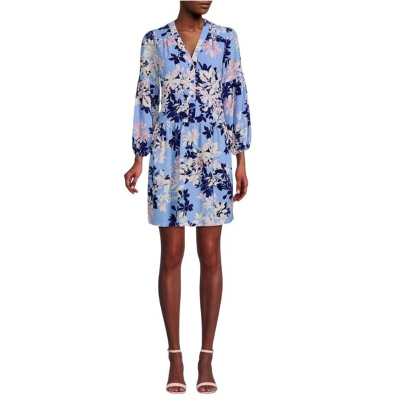 NEW Vince Camuto Floral Pebble Crepe Button Front Dress Sz. 12 - Picture 3 of 4